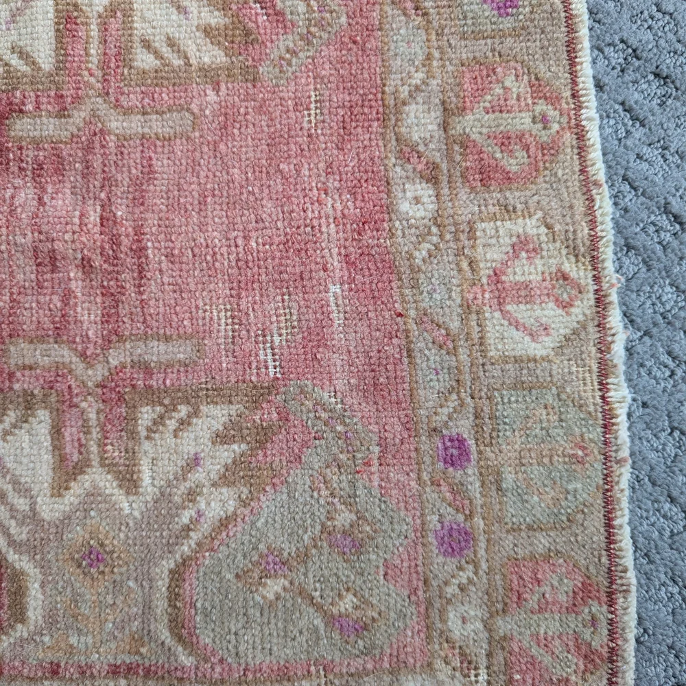 Vintage Style Red and Beige Area Rug